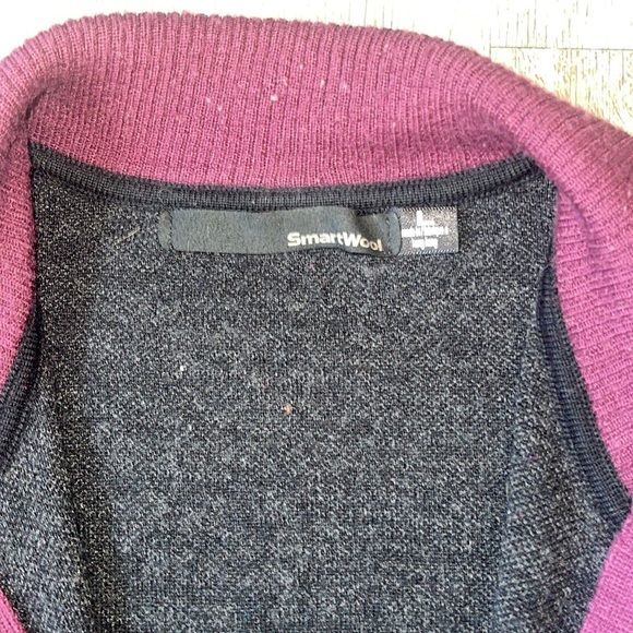 Smartwool Zip Up Sweater size Large flower print 100% merino wool black gray - Picture 3 of 11